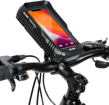 WILD MAN 360° Rotation Quick Release Bike Phone Holder Type Bike Handlebar Bag with Touch Screen(Black,FK1)