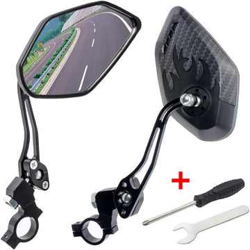GES Bike Mirrors - 360 Degree Adjustable for Mountain Bike, Electric Bike - 2 Packs of Safety Rearview Mirror