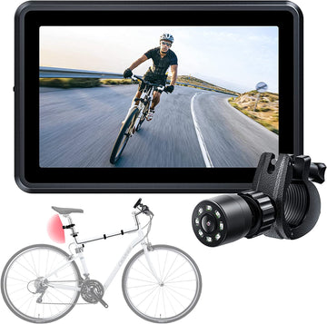 IPOZITO Bike Mirror,Bike Rear View Camera with 145° Adjustable Angle,Night Vision, 4.3 Inch Screen
