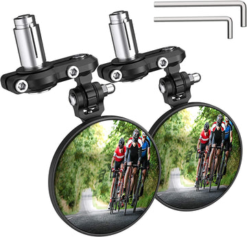 PACEARTH Wide Angle HD Safety Bar End Bike Mirror,Blast-Resistant Aluminum 360˚Rotatable