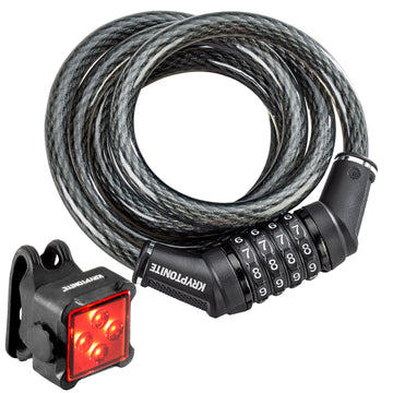 Kryptonite 12mm Combo Cable Bike Lock + Bonus Rear LED Bike Light