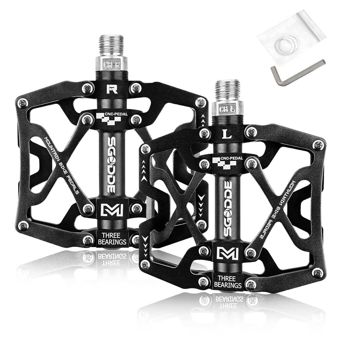 SGODDE Mountain Bicycle Pedals, MTB Pedals Bike Flat Pedals Aluminum alloy 9/16 In.