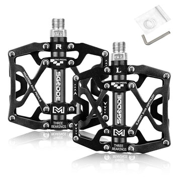 SGODDE Mountain Bicycle Pedals, MTB Pedals Bike Flat Pedals Aluminum alloy 9/16 In.