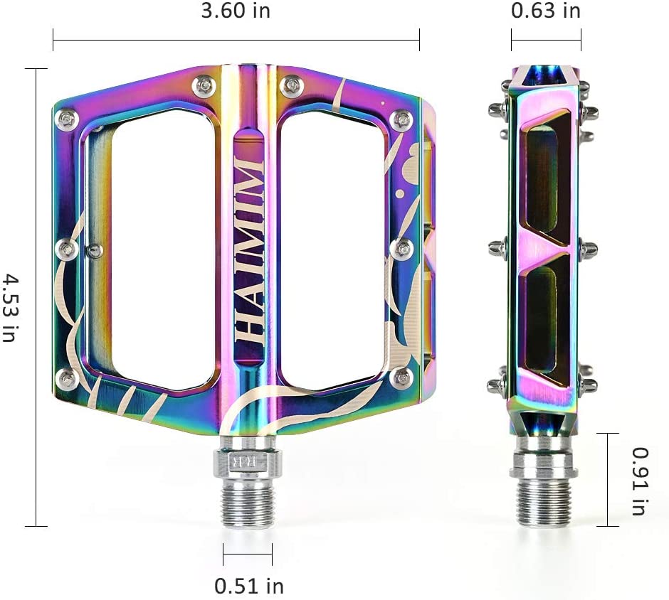 HAIMIM Road Bike Pedals 9/16 Sealed 3  Bearing Mountain Bicycle Flat Pedals Lightweight Aluminum Alloy Wide Platform Cycling Pedal