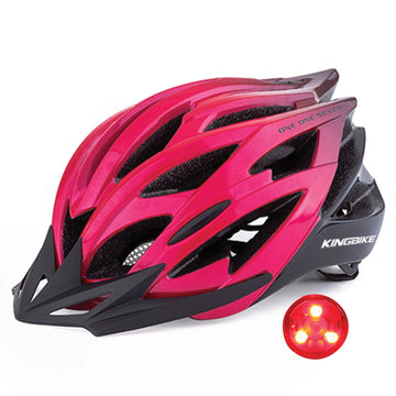 L117 Road Bike Helmet Mens Womens Bicycle Cyling Helmets Lightweight with Rear Safety Light Removable Visor (Red, L(56-61CM))