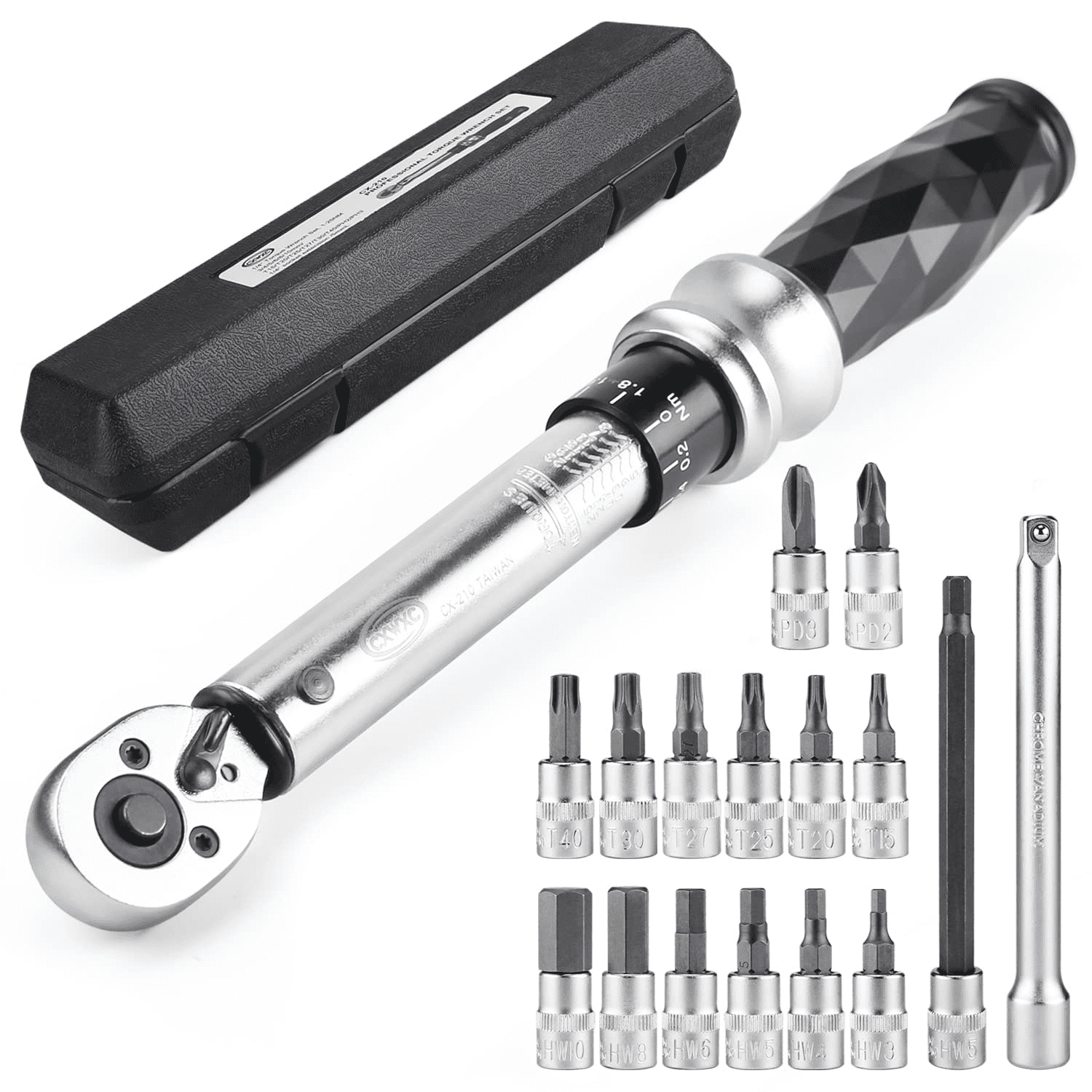 Bike Torque Wrench Set 1/4" Drive Click 1-25 Nm  Bicycle Maintenance Tool Kit for Road/Mountain Bikes