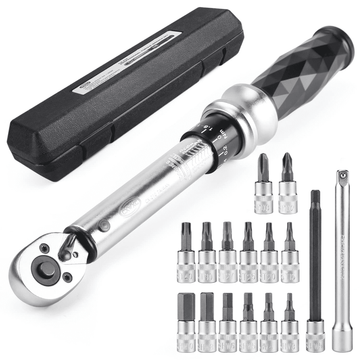 Bike Torque Wrench Set 1/4" Drive Click 1-25 Nm  Bicycle Maintenance Tool Kit for Road/Mountain Bikes