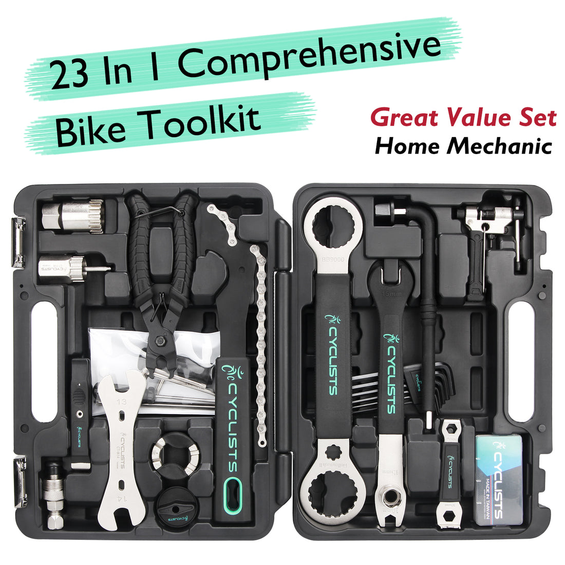 CYCLISTS 23 Piece Bike Bicycle Repair Tool kit Maintenance Tool Set with Storage Case