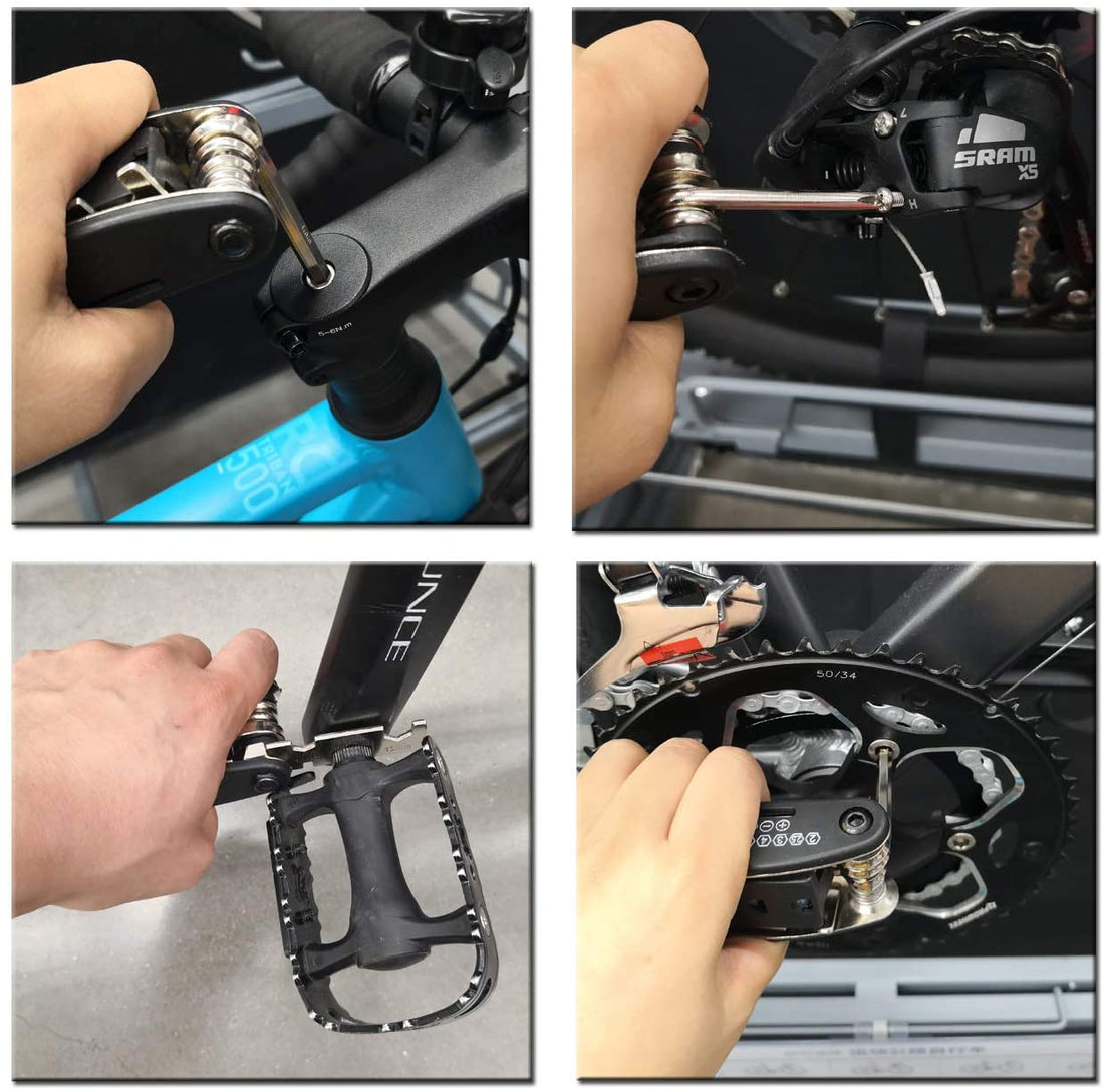 Yapicoco Bicycle Tire Repair Kit with Bike Pump Portable Rasp Patches Levers Wrench Screwdriver Pump Storage Bag