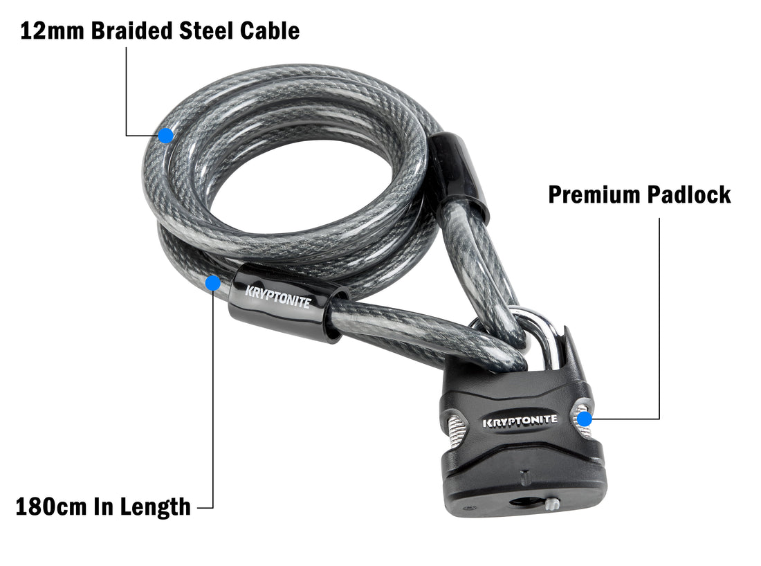 Kryptonite Double Loop Cable & Padlock Bicyce Lock