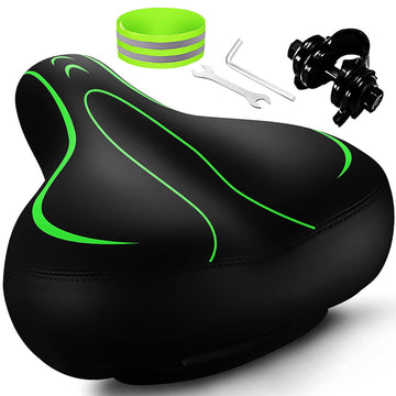 Semfri Comfortable Bike Seat Cushion Bicycle Seat with Dual Shock Absorbing Ball Memory Foam Waterproof Wide Bicycle Saddle