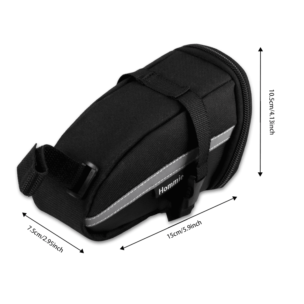 Hommie Bike Repair Tool Kits, 16-in-1 Bicycle Saddle Bag, Black