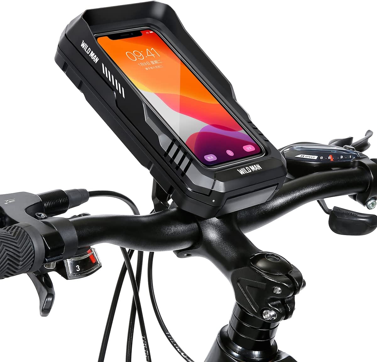 WILD MAN 360° Rotation Quick Release Bike Phone Holder Type Bike Handlebar Bag with Touch Screen(Black,FK1)