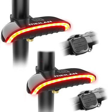 MEILAN Smart Bike Tail Light with Turn Signals and Automatic Brake Light,Remote Control Bicycle Taillight Waterproof USB Rechargeable Bike Rear Cycling Light