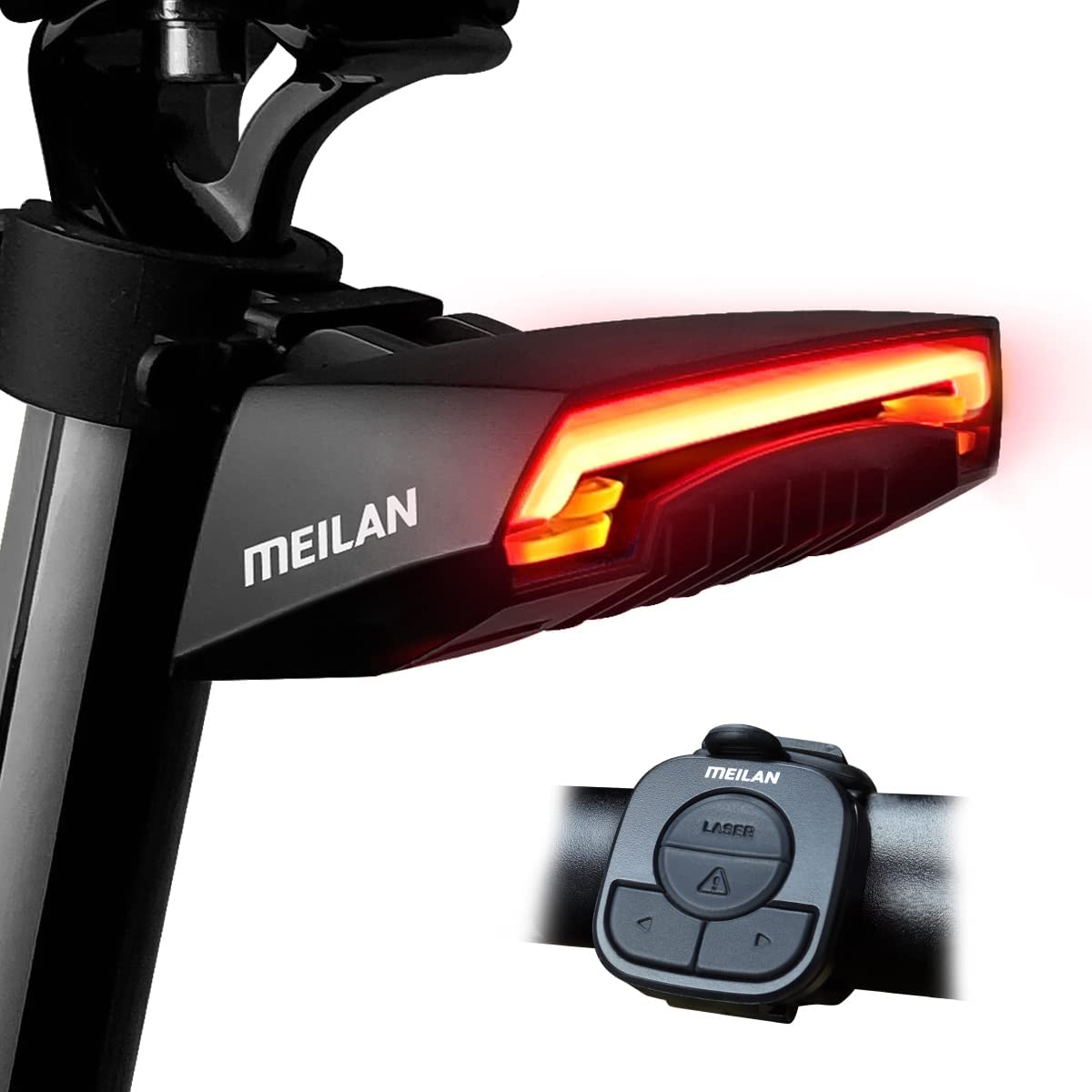 MEILAN X5 USB Rechargeable Smart Bike Tail Light Wireless Turning Signal, Bicycle Rear Light with a Wireless Remote Control Warning Light