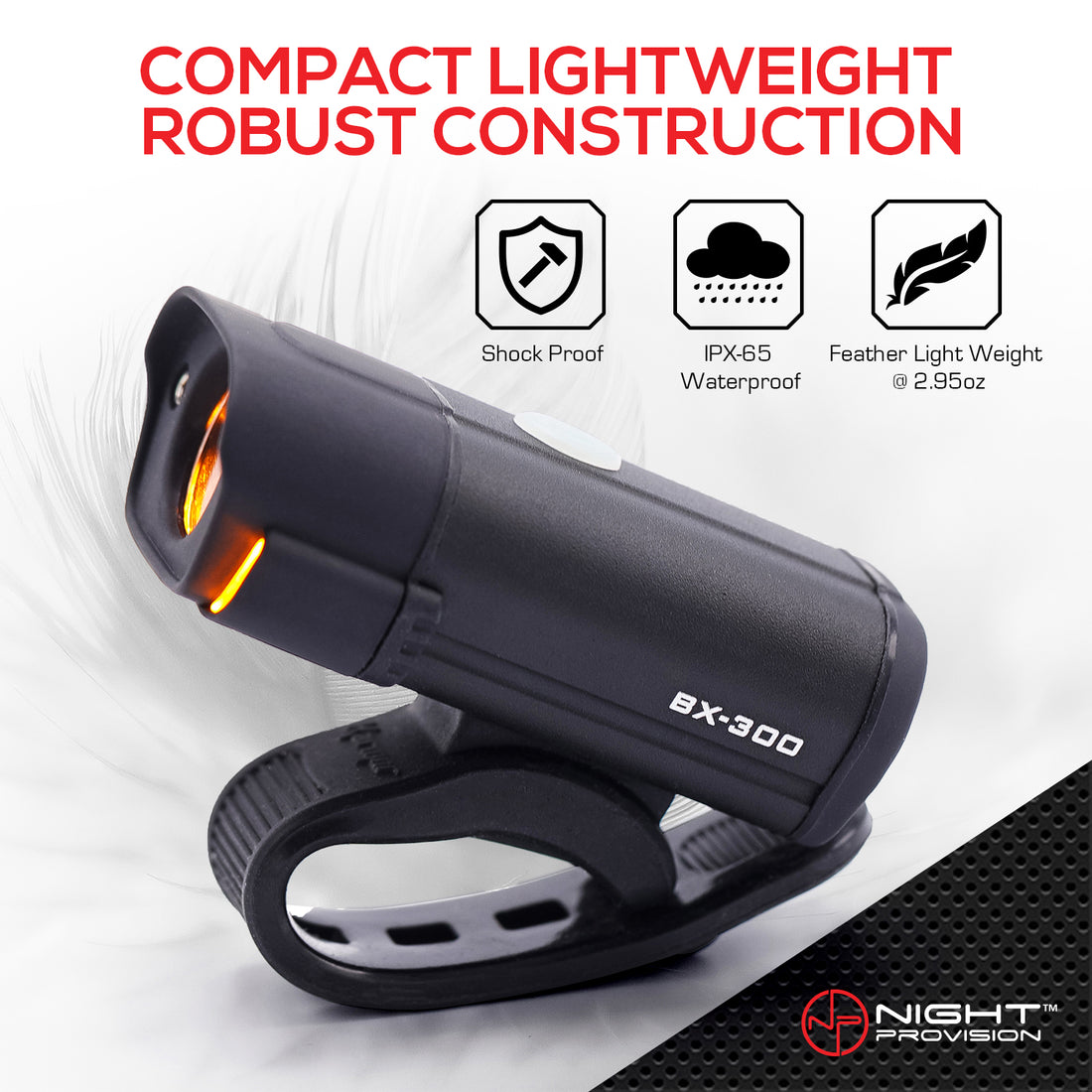 BX-300 Rechargeable USB Bike Light Set Front and Back Lights 300 Lumen LED
