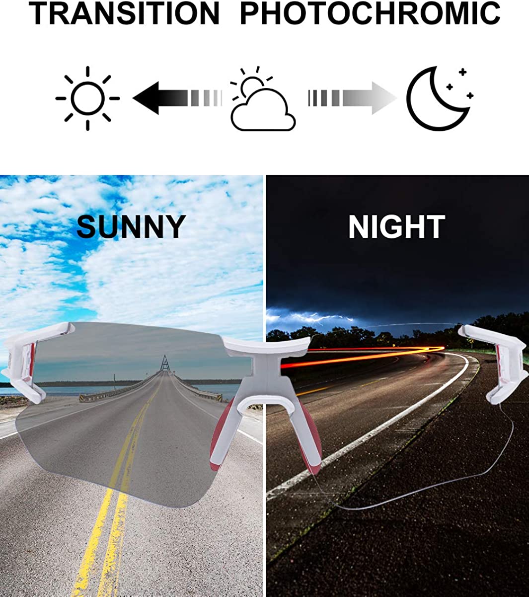 ROCKBROS Cycling Sunglasses Photochromic Bike Glasses for Men Women Sports Goggles UV Protection