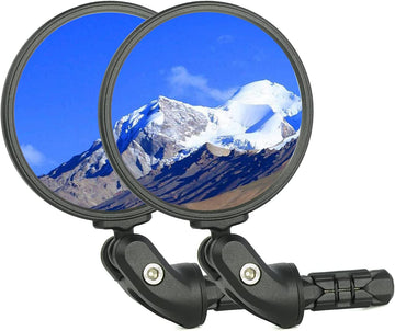 BriskMore 2PCS Bike Mirrors,Bike Bar End Mirror, HD Glass Convex Lens Bicycle Rearview Mirror