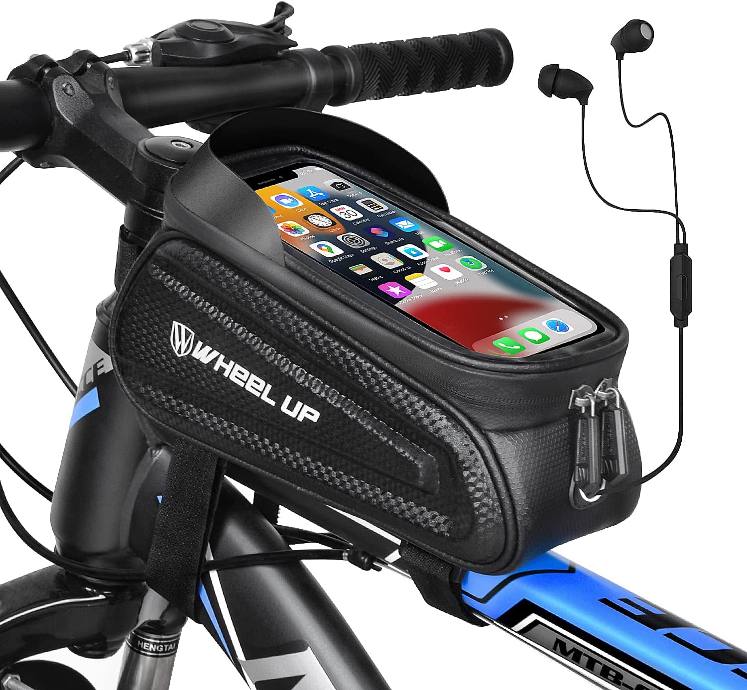 HOPENE Waterproof Bike Front Frame Bag Sensitive Touch,Compatible with Size 7’’ Cell Phone