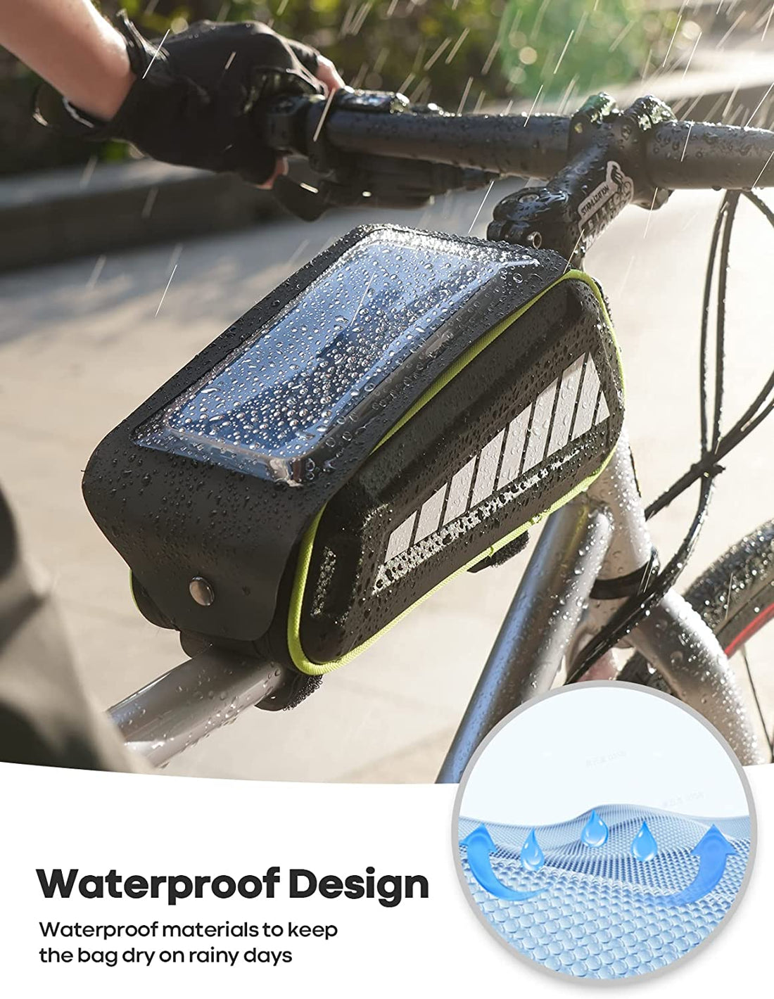 Lamicall Bike Frame Phone Bicycle Waterproof Bag, Bike Front Phone Mount Holder Pouch