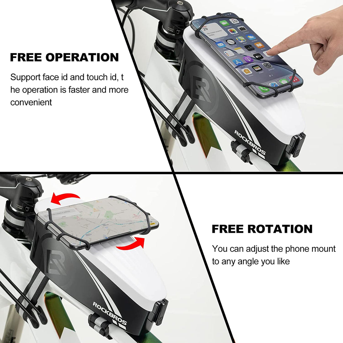 ROCKBROS Phone Mount Bag Hard Case Cycling Storage Bag Fit Cellphones Below 6.8"