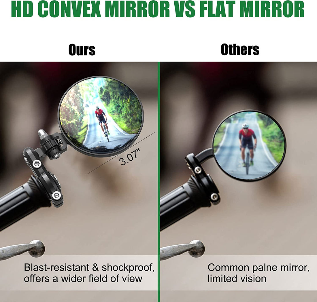 PACEARTH Wide Angle HD Safety Bar End Bike Mirror,Blast-Resistant Aluminum 360˚Rotatable