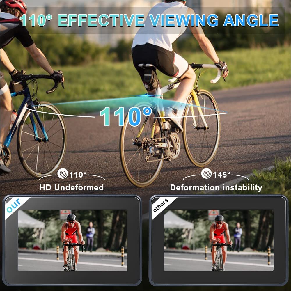 CIOTHBAG Bike Rear View Camera, 1080P 4.3 inch night vision bicycle mirror, Updated110° viewing angle