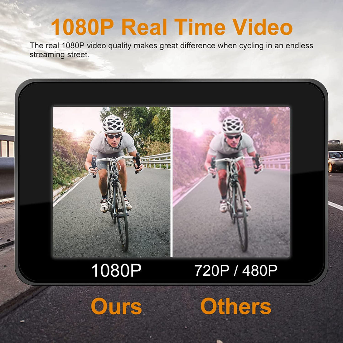 Fursom 1080P Bike Camera, 110° Rear View with 4.3” Monitor Color Night Vision, Bike Handlebar Mirror with Adjustable Mount