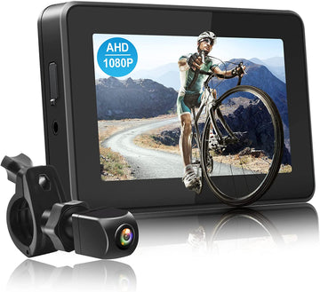 PARKVISION Bike Mirror,1080P AHD Bicycle Rear View Camera with 4.3''Screen,360°Rotatable Bracket