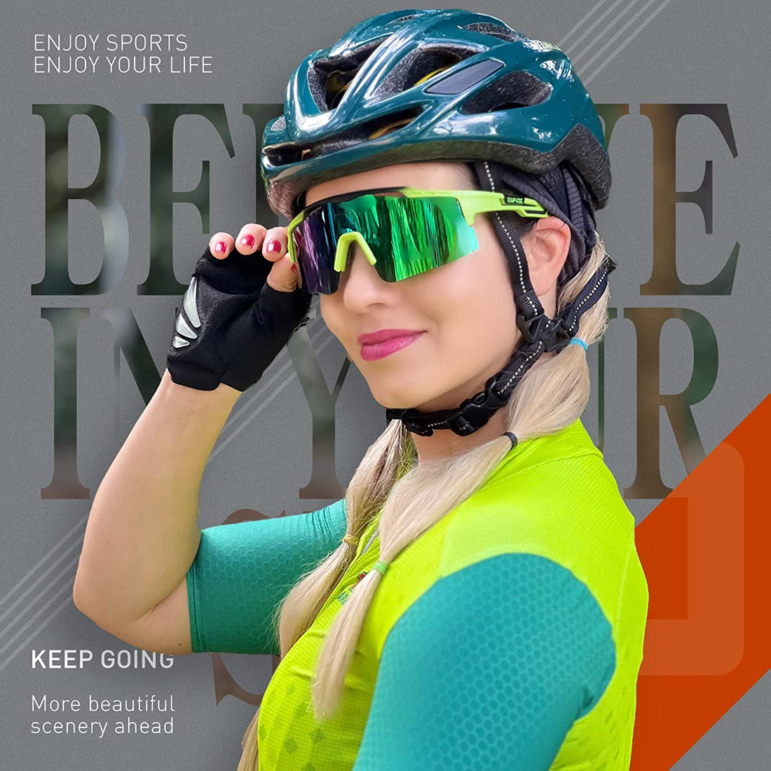 KAPVOE Cycling Glasses Mountain Bike Sports Polarized Sunglasses for Men Women MTB Bicycle Riding Baseball Golf Running