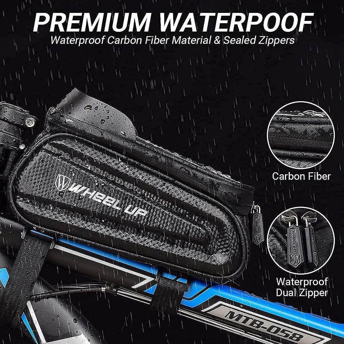 HOPENE Waterproof Bike Front Frame Bag Sensitive Touch,Compatible with Size 7’’ Cell Phone
