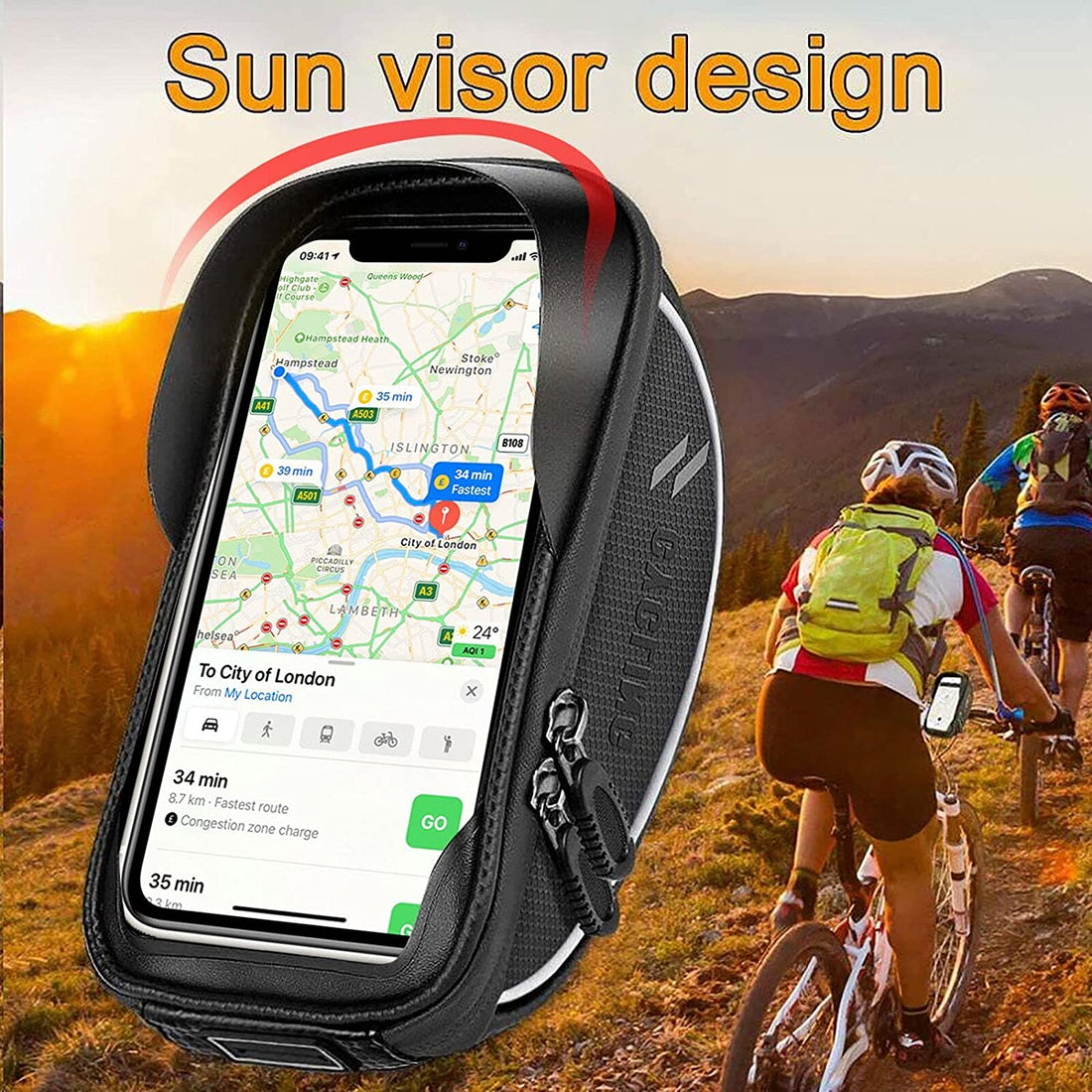 CbRSPORTS Bike Handlebar Bag Bike Phone Bag, Waterproof,Top Tube Phone Pack for Phone Below 6.5"