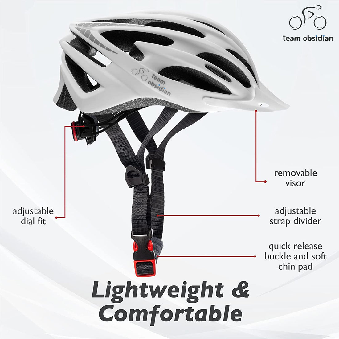 TeamObsidian Bike Helmet for Men and Women Unisex Adult MTB Road Dirt Bicycle Helmets White M/L