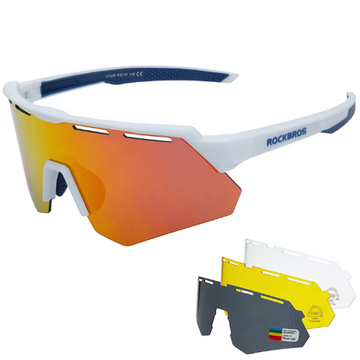 ROCKBROS Polarized Cycling Glasses with 4 Interchangeable Lenses Baseball Sunglasses for Men Womens UV400 Sports Sunglasses