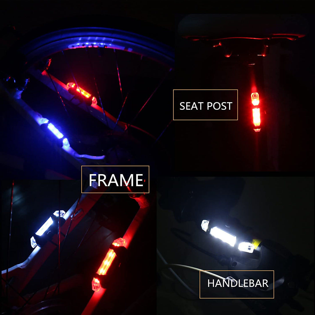 Bike Light Set, 2Led USB Rechargeable Bike Light Phone Mount with Tail Light for Night Riding