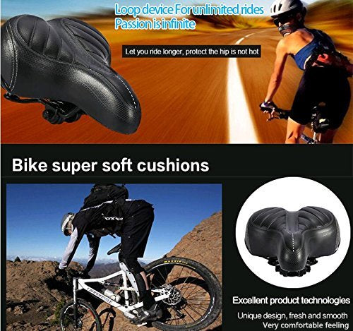 Qiilu Bicycle Saddle Seat Comfort Padded Bike Seat Wide Big Bum Sprung Bike Soft Cushion Replacement Bicycle Saddle Universal Fit For Outdoor Bikes For Women and Men