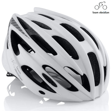 TeamObsidian Bike Helmet for Men and Women Unisex Adult MTB Road Dirt Bicycle Helmets White M/L