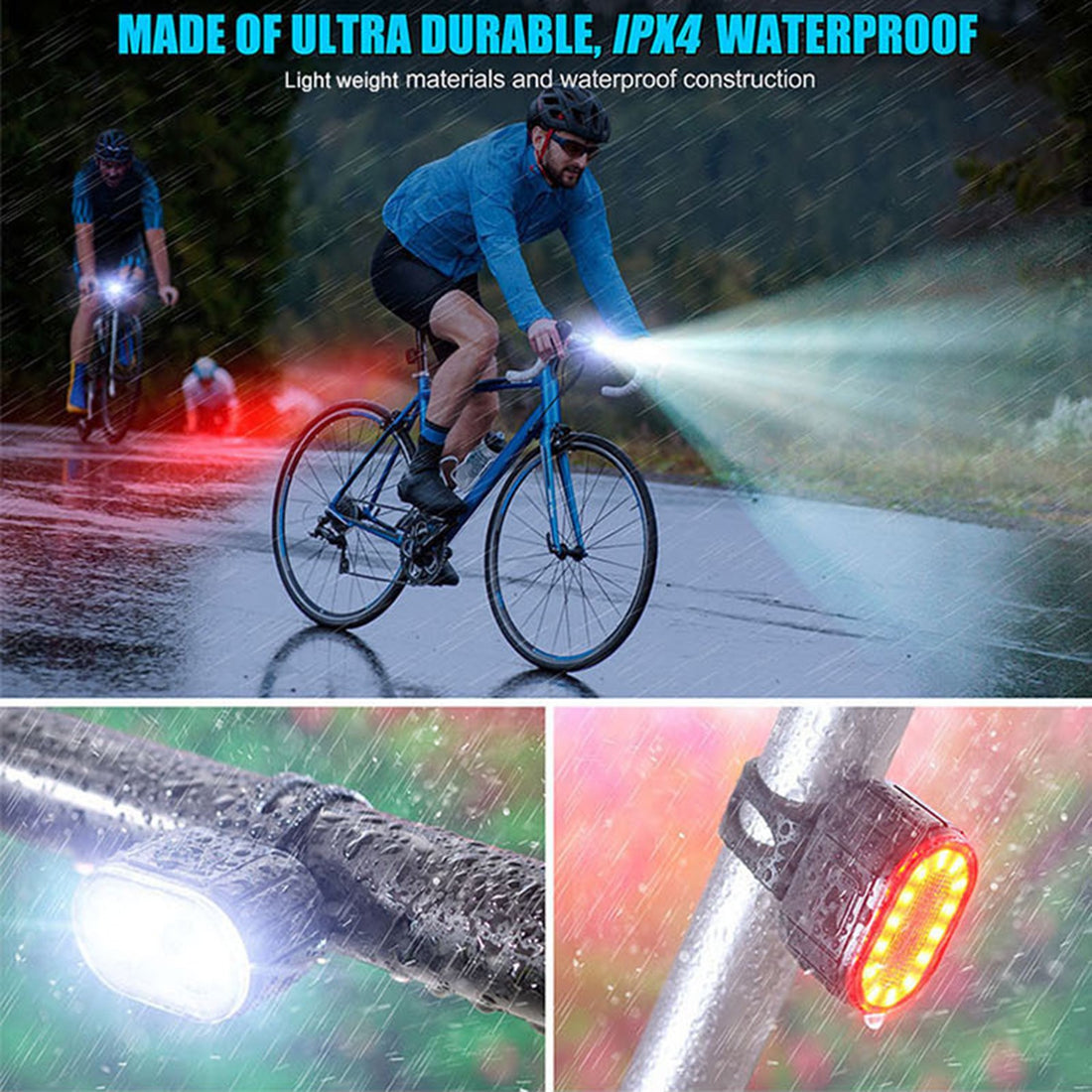 Bike Lights Set,Front and Back LED Bicycle Lights,USB Rechargeable,IPX5 Waterproof,headlight and Taillight for Night Riding Safety