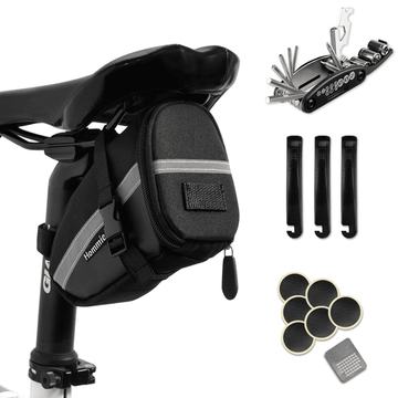 Hommie Bike Repair Tool Kits, 16-in-1 Bicycle Saddle Bag, Black