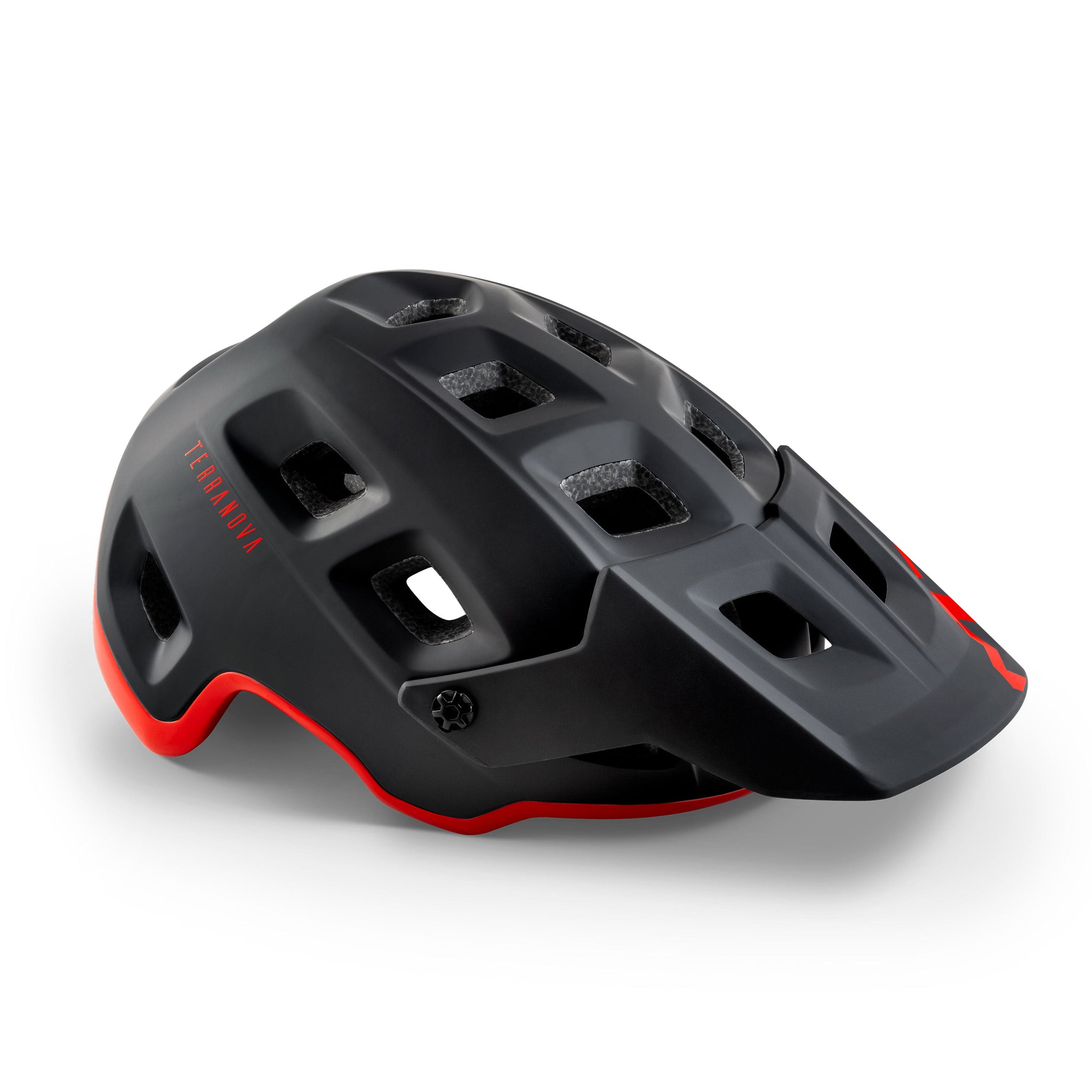 MET Helmets Terranova MIPS Mountain Bike Helmet in Matte Black with Glossy Red Accent, Size Medium