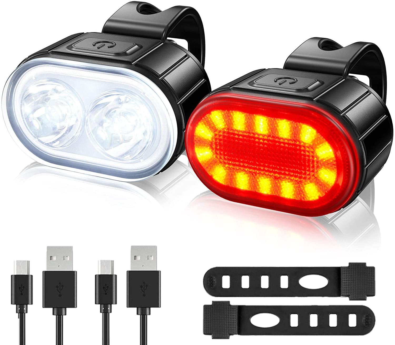 Bike Lights Set,Front and Back LED Bicycle Lights,USB Rechargeable,IPX5 Waterproof,headlight and Taillight for Night Riding Safety
